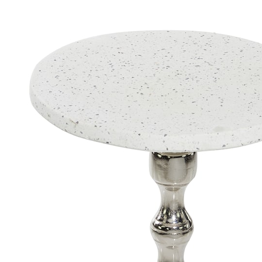 25" Silver Traditional Terrazzo Accent Table